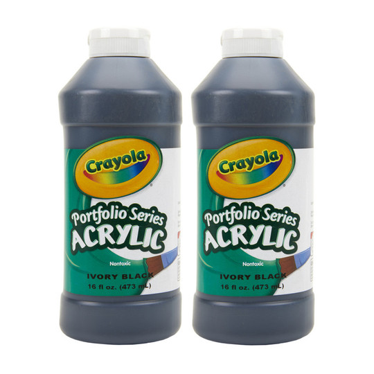 Ivory Black Acrylic Paint, 16 oz. Bottles, Pack of 2