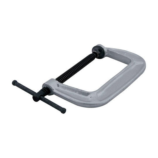 Light-duty C-clamp with 2-1/2 inch opening and sliding cross-pin handle