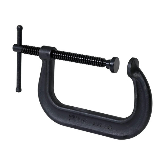 Drop-forged C-clamp with 6-inch opening and 4-1/4-inch throat depth
