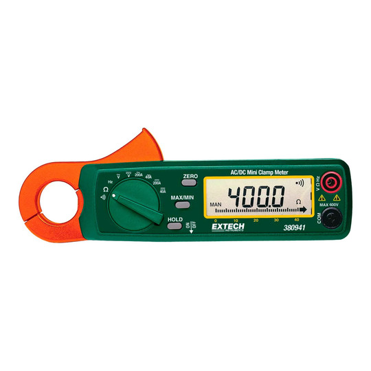 Green and orange mini AC/DC clamp meter