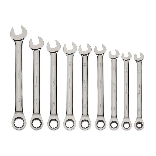 11/16 in. 12-point combination ratcheting wrench with satin-chrome finish