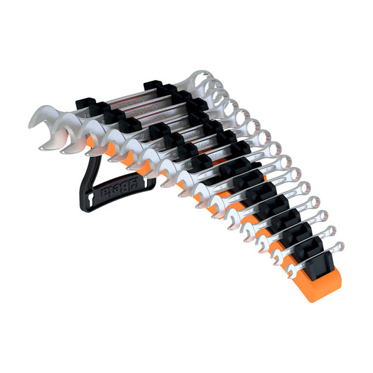 15-piece metric offset combination wrench set with holder