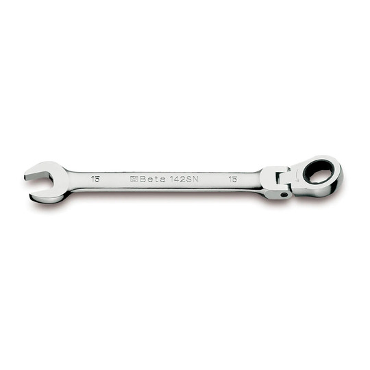 7 mm flex-head ratcheting combination wrench with open end and 12-point box end