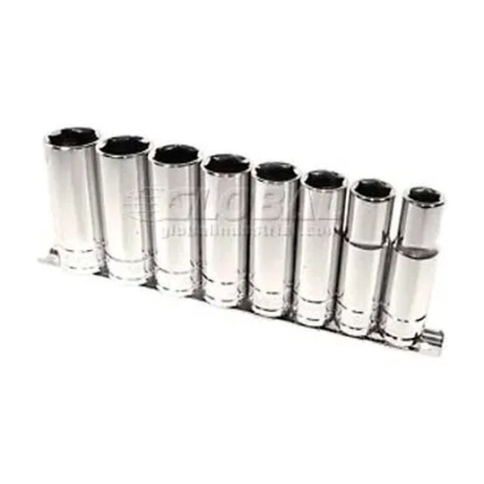 Chrome 7/16 inch deep 6-point socket with 1/2 inch drive