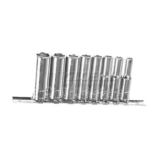 Deep 6-point chrome socket with 1/4 inch drive and 9/32 inch size