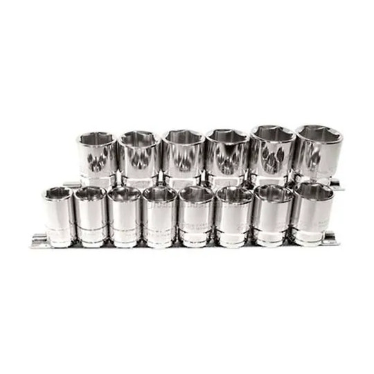 Chrome 19 mm short 6-point socket with 1/2-inch drive