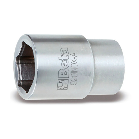 Silver 22 mm stainless steel 1/2-inch drive 6-point hand socket