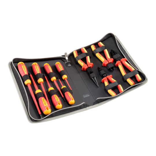1000V insulated screwdriver and plier set with high-visibility handles
