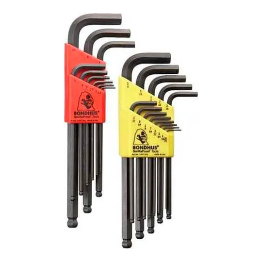 22-piece ball-end L-wrench hex key set with inch and metric sizes