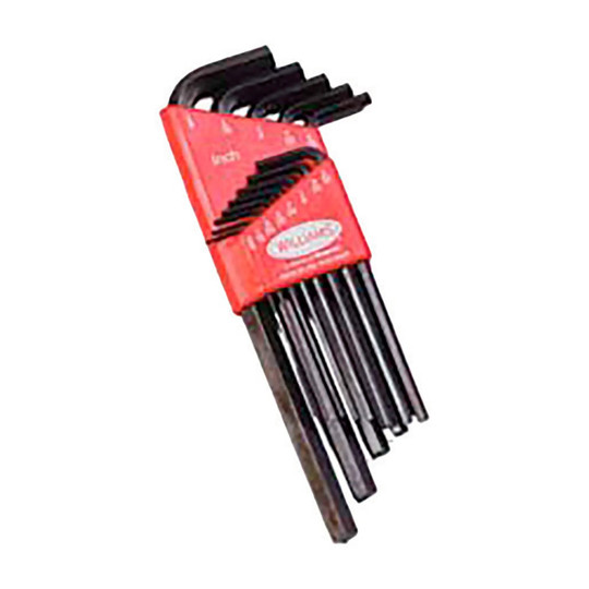 SAE long-arm ball-end hex key set with color-coded plastic holders
