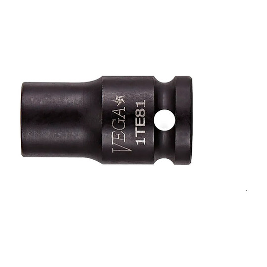 Black 1/4-inch square drive E-6 TORX standard-length impact socket