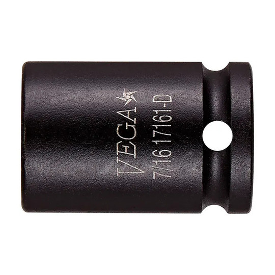 Black 1/4-inch square drive 7/16-inch 12-point impact socket