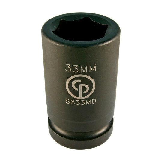 Black deep 6-point impact socket with 1-inch drive