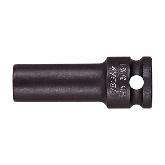 Black 3/8-inch drive 7/16-inch 6-point long thin-wall impact socket