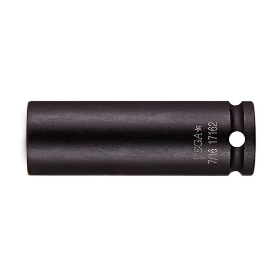 Black 1/4-inch drive 5/16-inch 6-point long impact socket