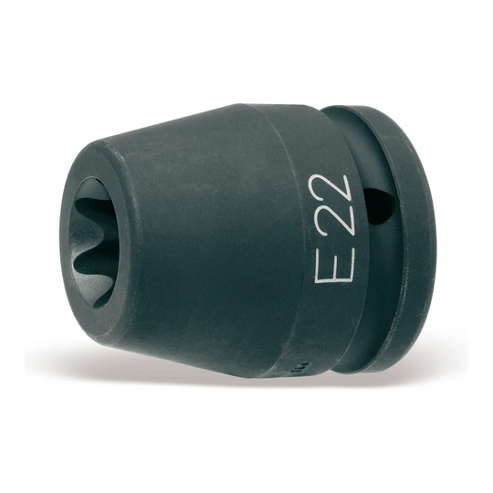 Black 3/4-inch drive E22 Torx impact socket