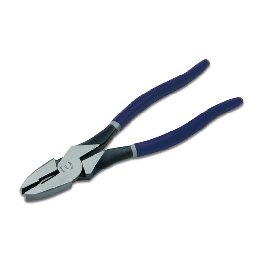 Blue-handled 9-1/2-inch New England linesman pliers