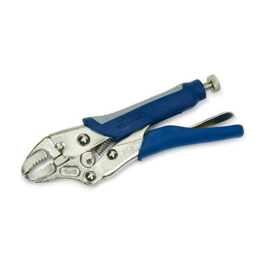 Blue 7-inch curved jaw locking pliers with cutter