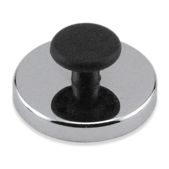 Silver ceramic round base magnet with easy-grip positioning knob