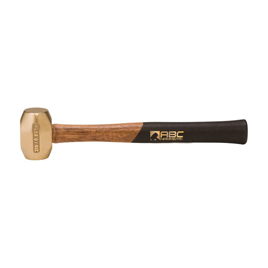 2 lb non-sparking brass hammer with 12.5 in wood handle