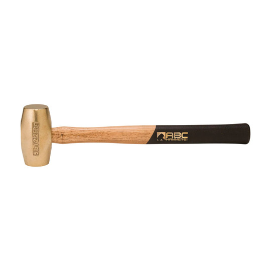 5 lb. non-sparking brass hammer with 15 in. hickory wood handle