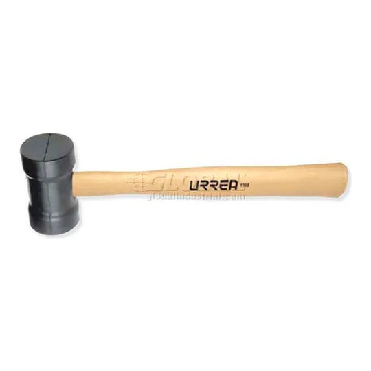 22 oz rubber head mallet with cylindrical neoprene head and oak handle