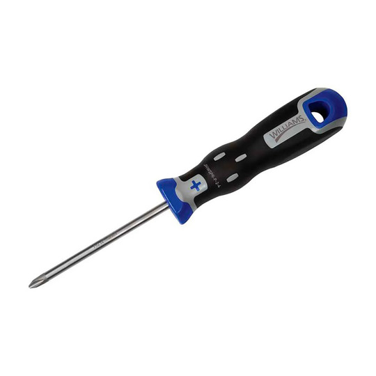 #2 Phillips screwdriver with 4-inch chrome blade and three-component handle