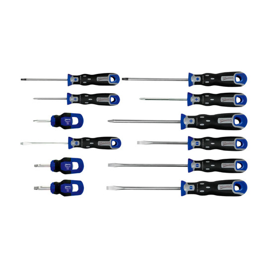 SuperTorque combination screwdriver set with 12 slotted, Phillips, and Torx screwdrivers
