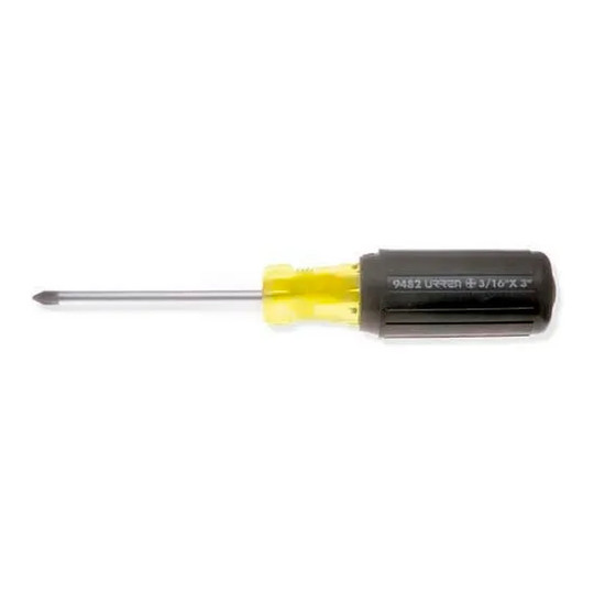 Cushion grip screwdriver with #2 Phillips black tip and round shank