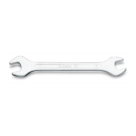 Silver metric double-end open-end wrench with 25 mm and 28 mm open ends