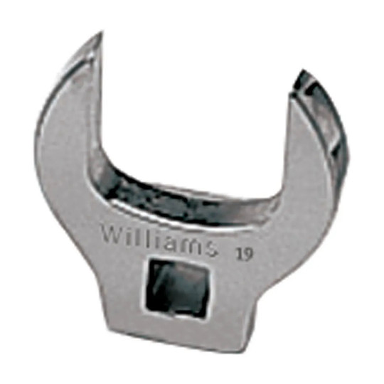 Chrome-finish 18 mm open-end crowfoot wrench with 3/8-inch drive connection