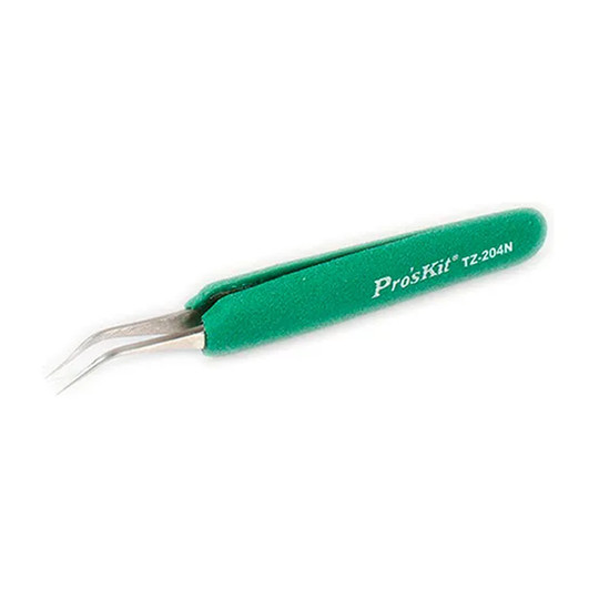 ESD-safe soft-grip curved fine-tip tweezers