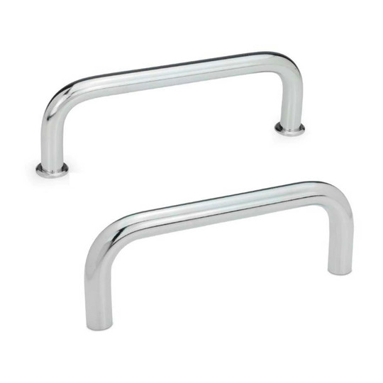 Silver steel U-shaped cabinet handle with tapped holes