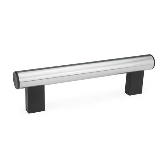 Stainless steel tubular grip handle with tapped inserts and silver finish