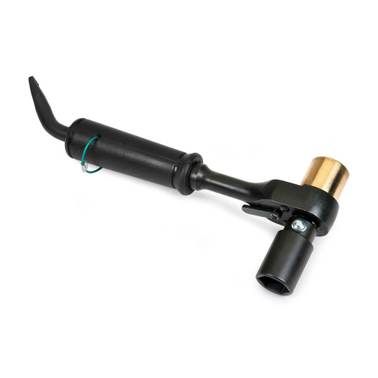 Black scaffold ratchet with reversed pry bar handle and 1/2 in. drive