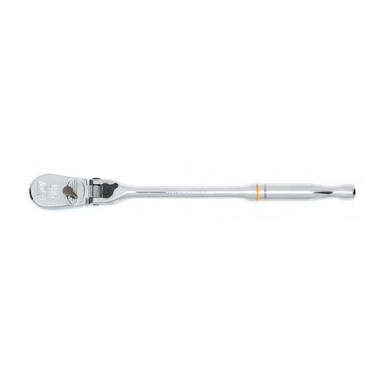 90-tooth locking flex-head teardrop ratchet with 3/8 inch drive
