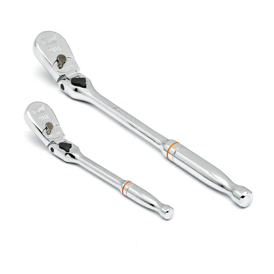 90-tooth locking flex-head teardrop ratchet set with 1/4 in. and 3/8 in. drives