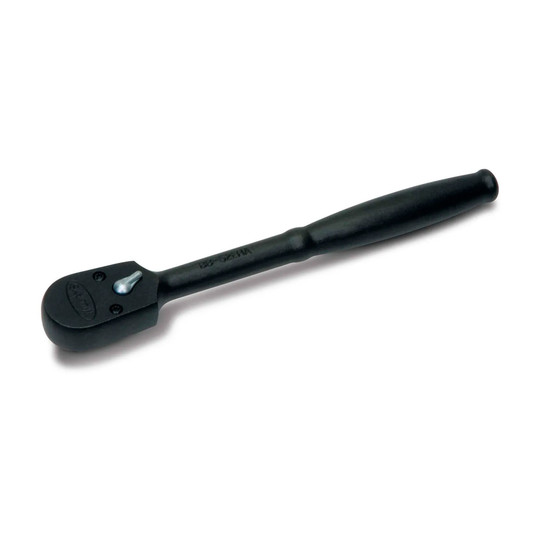 Chrome-finish enclosed-head ratchet with 3/8-inch drive