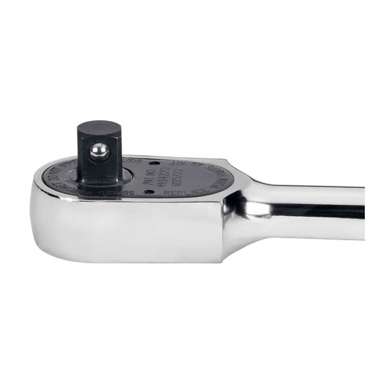 Chrome 1/2-inch drive enclosed-head ratchet with comfort-grip handle