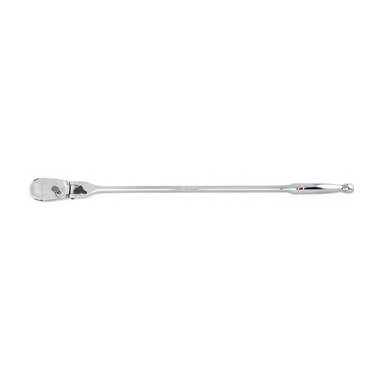 90-tooth locking flex-head teardrop ratchet with 1/2 inch drive and 24 inch handle