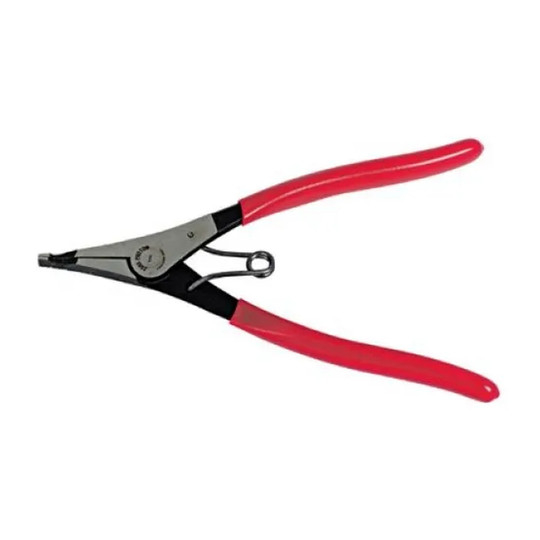 Steel horseshoe washer and lock ring pliers with red grips