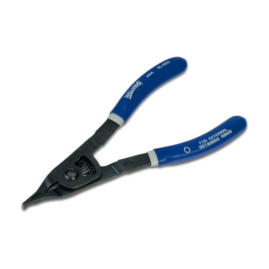 Blue locking ring pliers for horseshoe lock washers and lock rings
