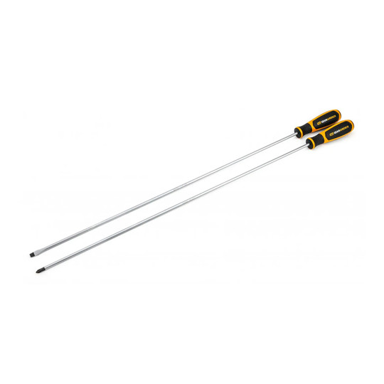 2-piece Phillips and slotted dual-material screwdriver set with black and orange handles