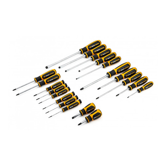20-piece Phillips, slotted, and Torx dual-material screwdriver set