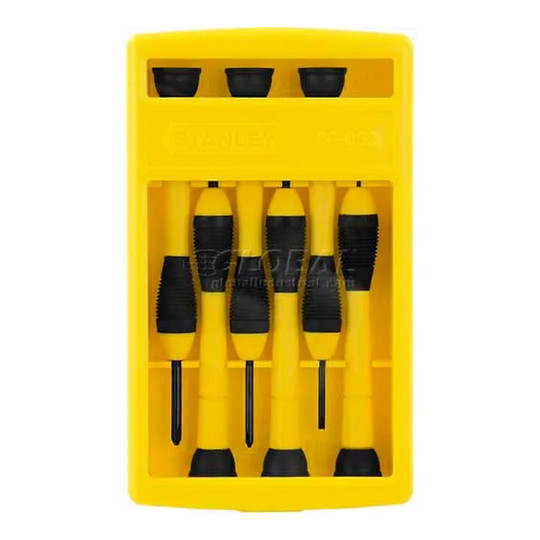 Six-piece precision screwdriver set with plastic storage case