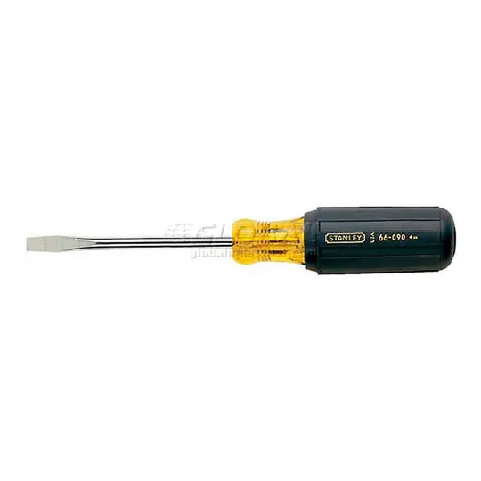 Vinyl grip slotted screwdriver with 3/8 inch tip and 8 inch length