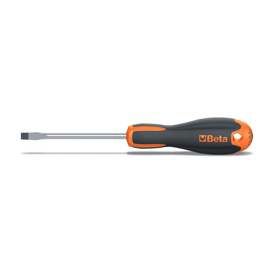 Slotted screwdriver with ergonomic handle and 100 mm shaft