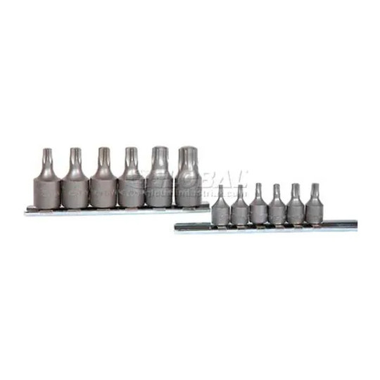 Internal Torx socket set with T10 through T60 sockets on a rail