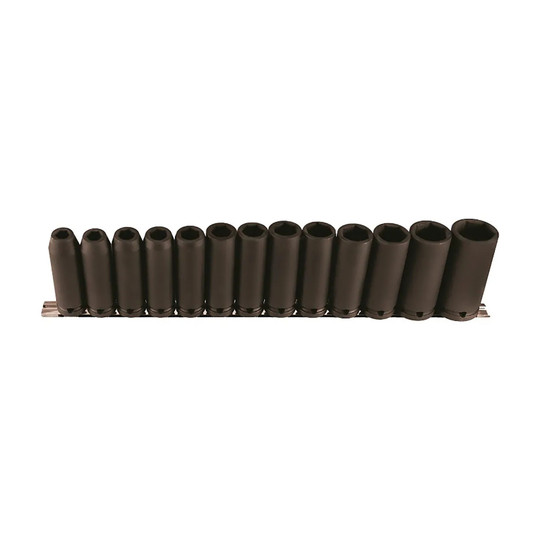 13-piece 1/2-inch square drive metric long 6-point socket set