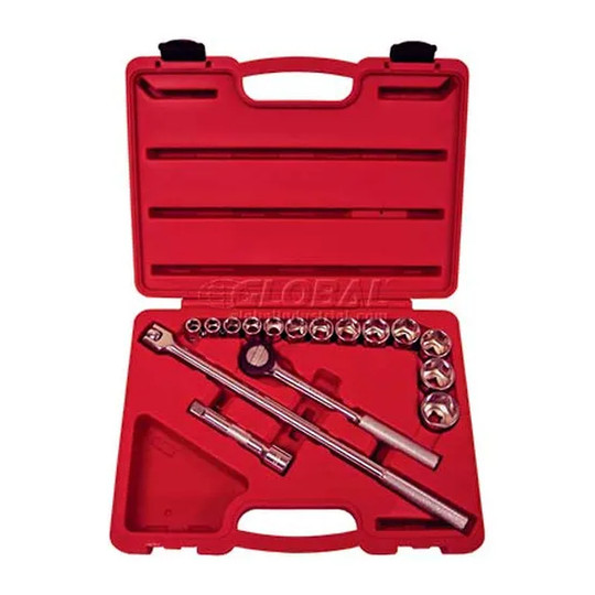 1/2-inch drive fractional 6-point socket set in blow-molded case